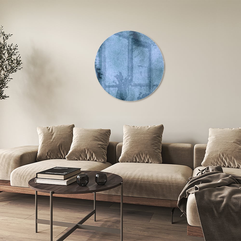 Modernes Glasbild in blauen Farbtönen