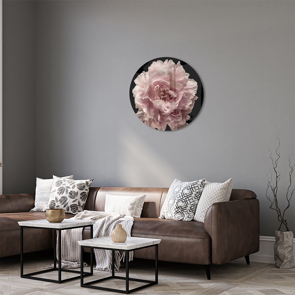 Elegantes Glasbild mit Rosenblüte auf schwarzem Hintergrund – perfekt für Ihr Interieur