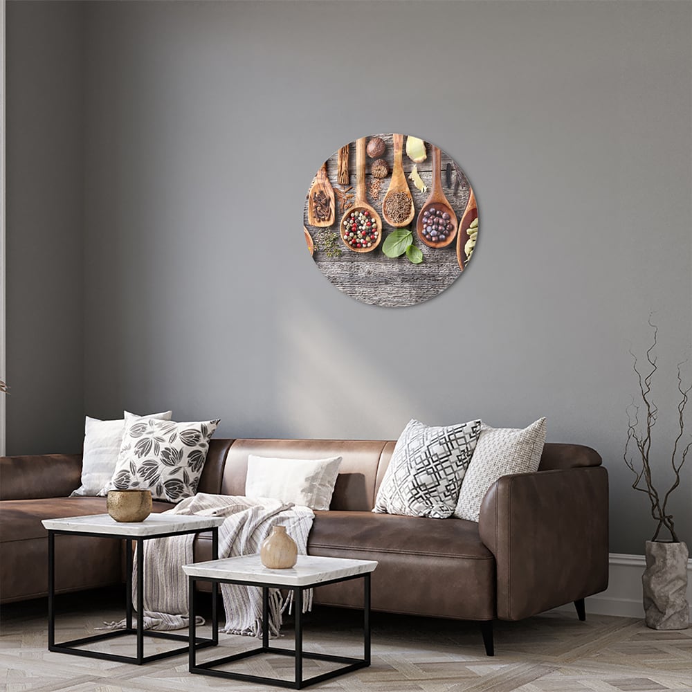 Glasbild mit natürlichen Rezepten im Löffel-Design
