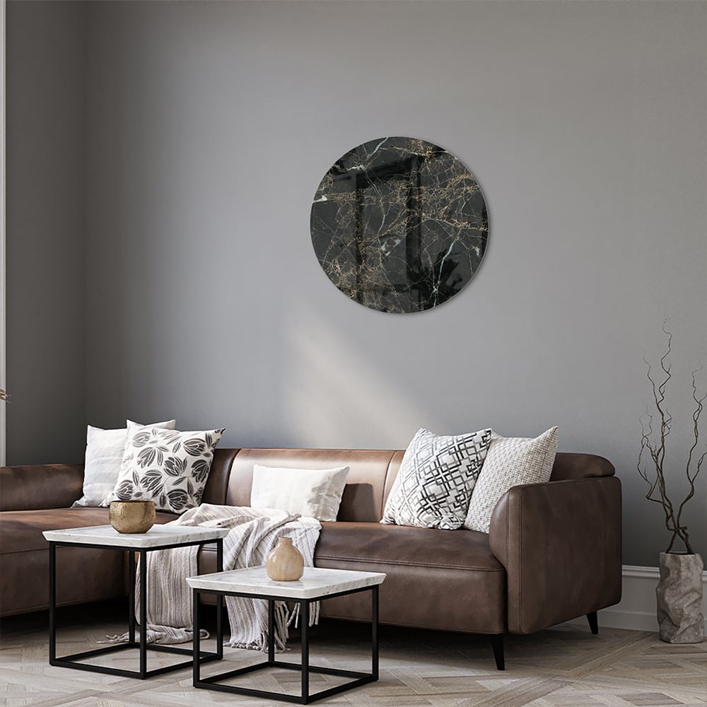 Elegantes schwarzes Marmor-Glasbild für luxuriöses Interieur