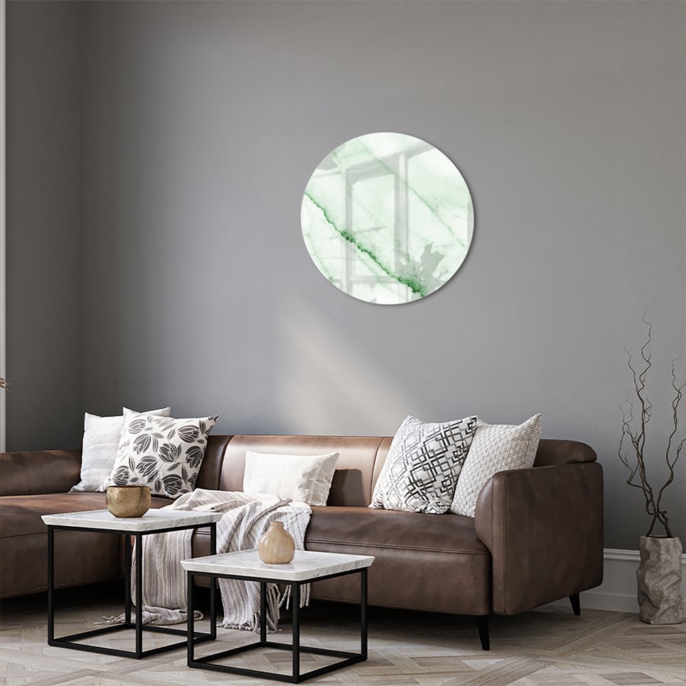Elegantes Glasbild mit grüner Marmoroptik