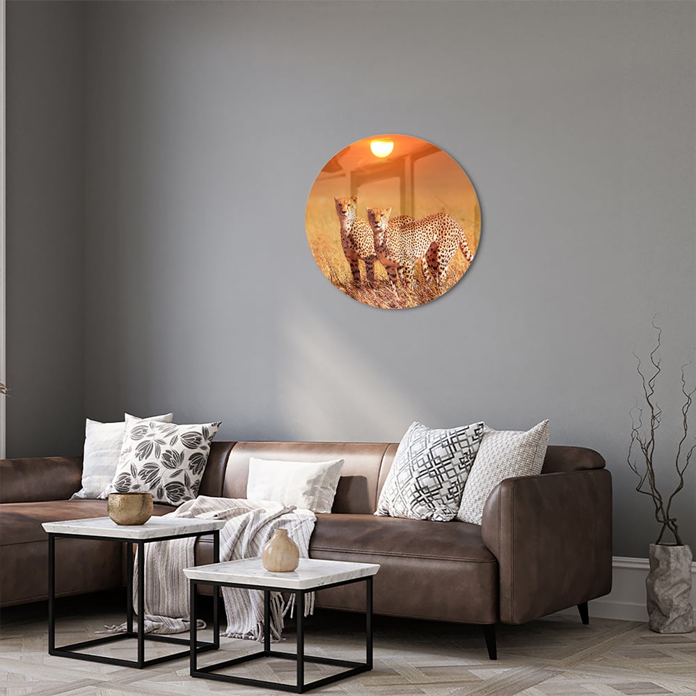 Elegantes Glasbild mit Geparden in der Natur