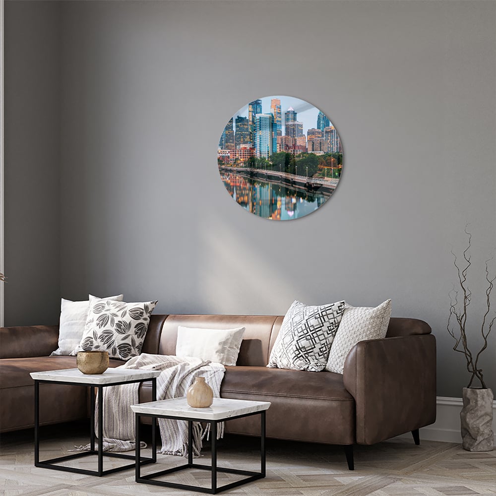 Modernes Glasbild mit Stadtansicht