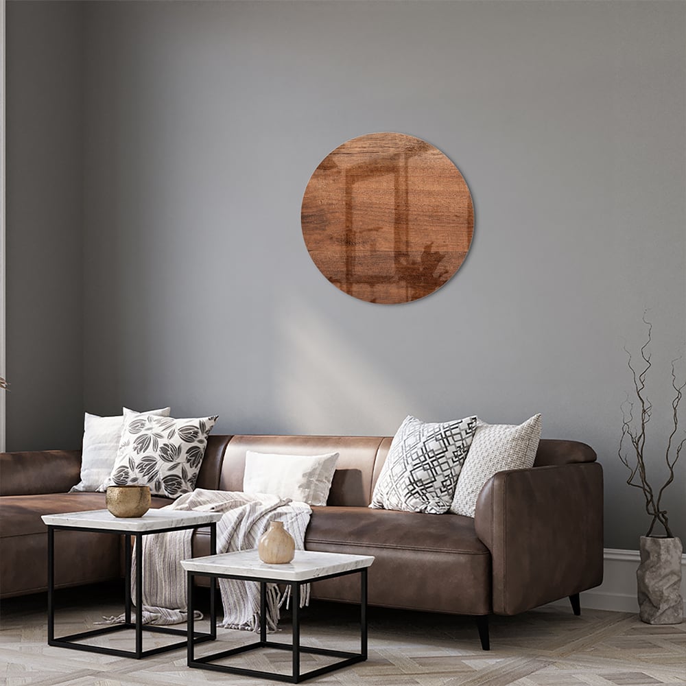 Elegantes Glasbild in warmem Holzton
