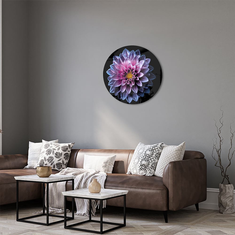 Elegantes Glasbild mit rosa Blume