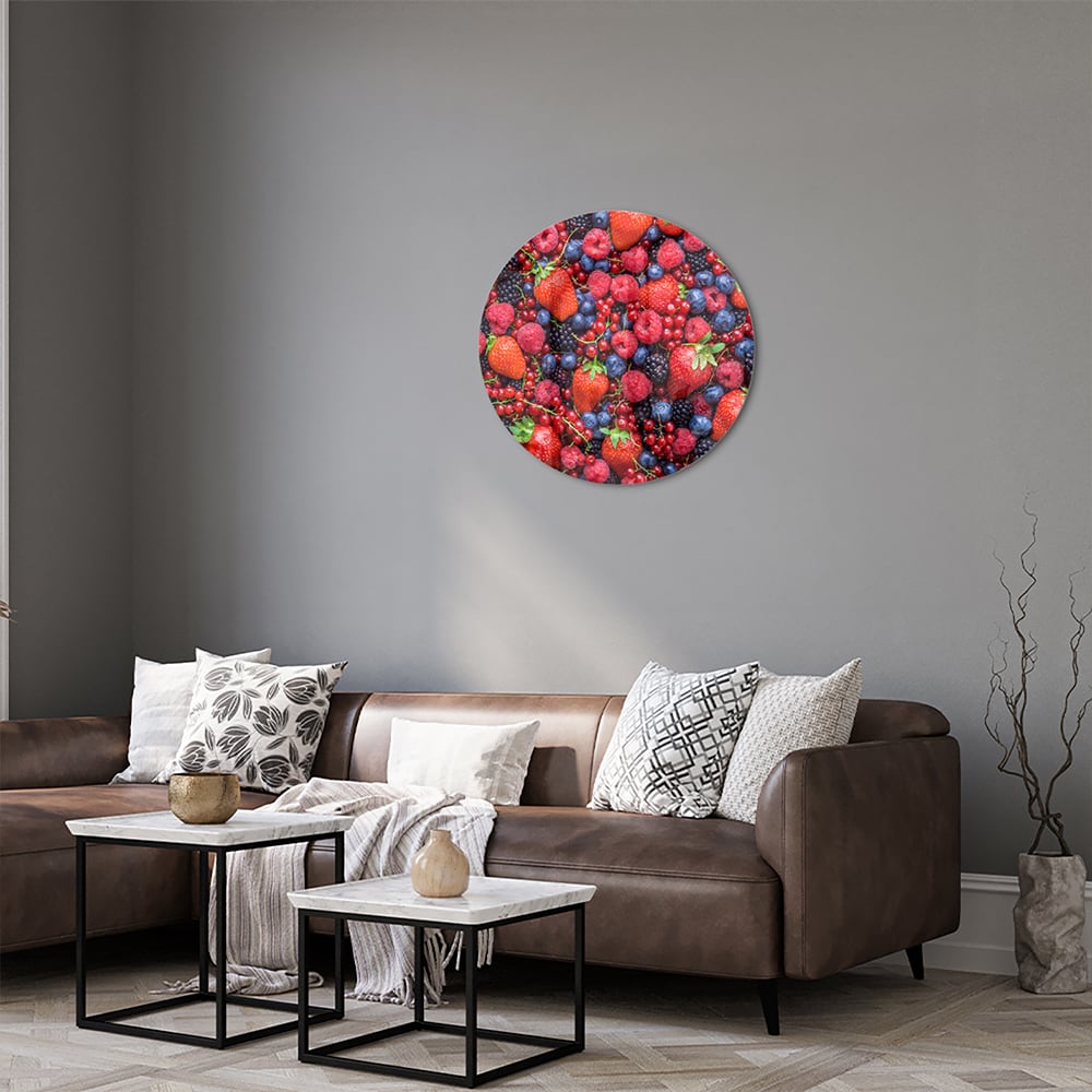 Farbenfrohes Glasbild mit Beeren und Früchten