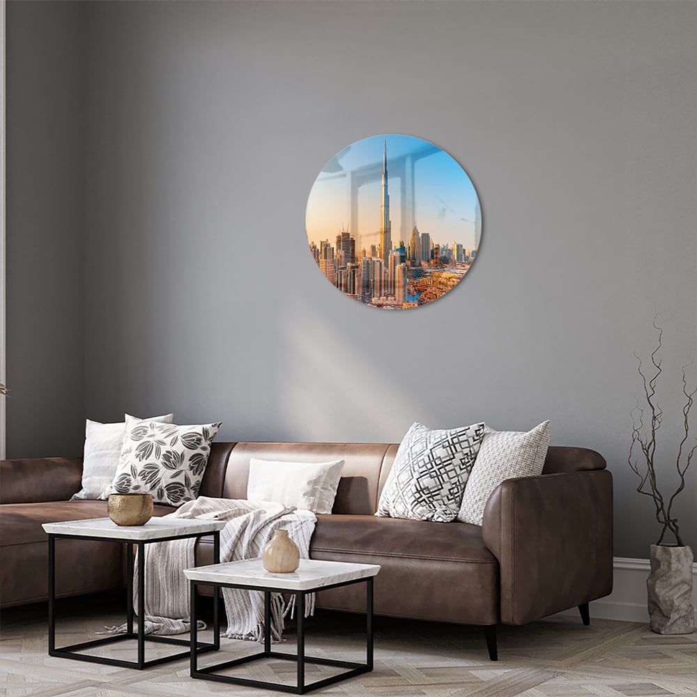 Modernes Glasbild mit Skyline Dubai