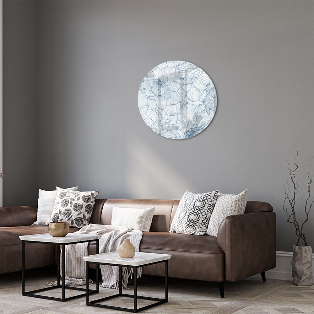 Elegantes Glasbild mit Blumendesign in Blau