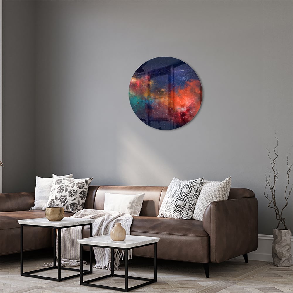 Leuchtendes Glasbild mit Galaxie