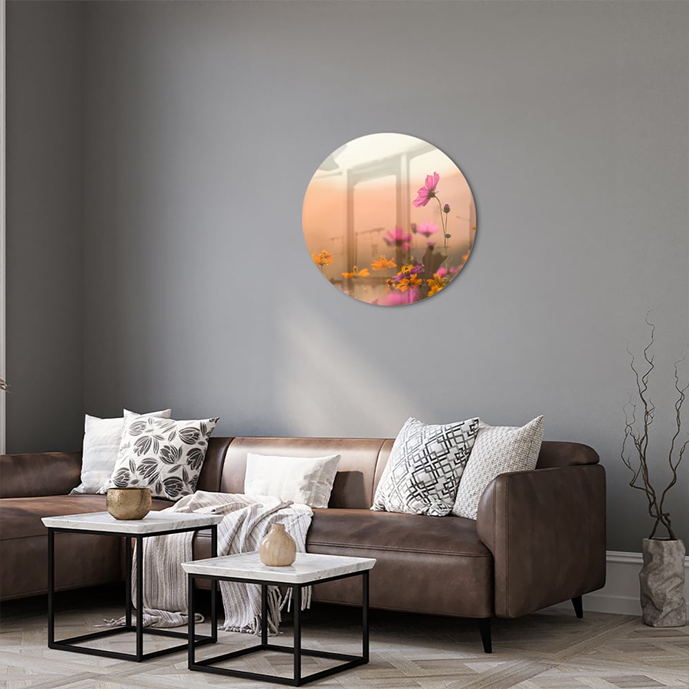 Wunderschönes Glasbild mit Blumen in Pastellfarben