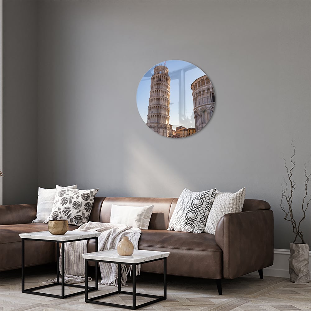 Glasbild mit dem Schiefen Turm von Pisa