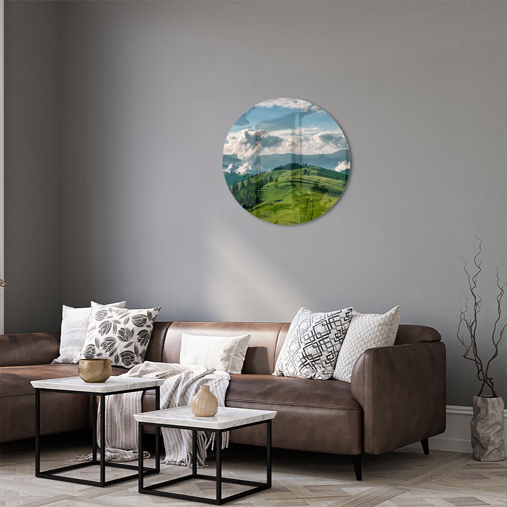 Glasbild mit atemberaubender Berglandschaft