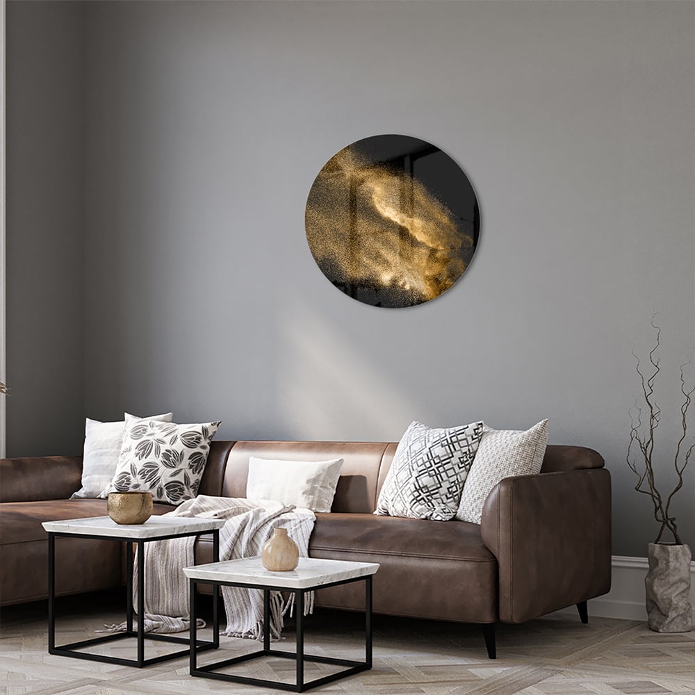 Glasbild – Goldene Hand auf schwarzem Hintergrund