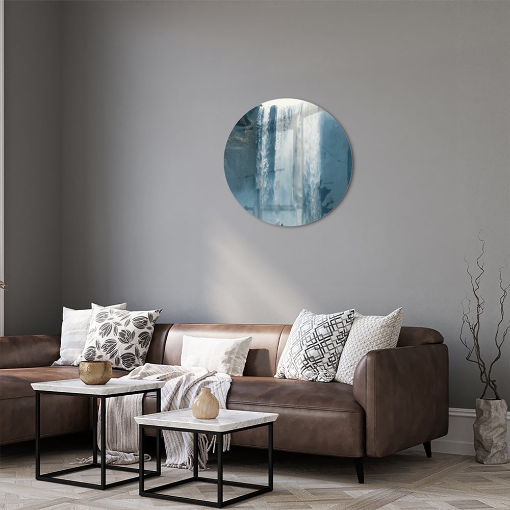 Atemberaubendes Glasbild mit Wasserfall