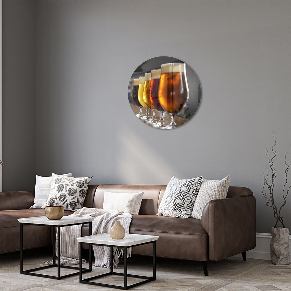 Glasbild mit verschiedenen Bieren
