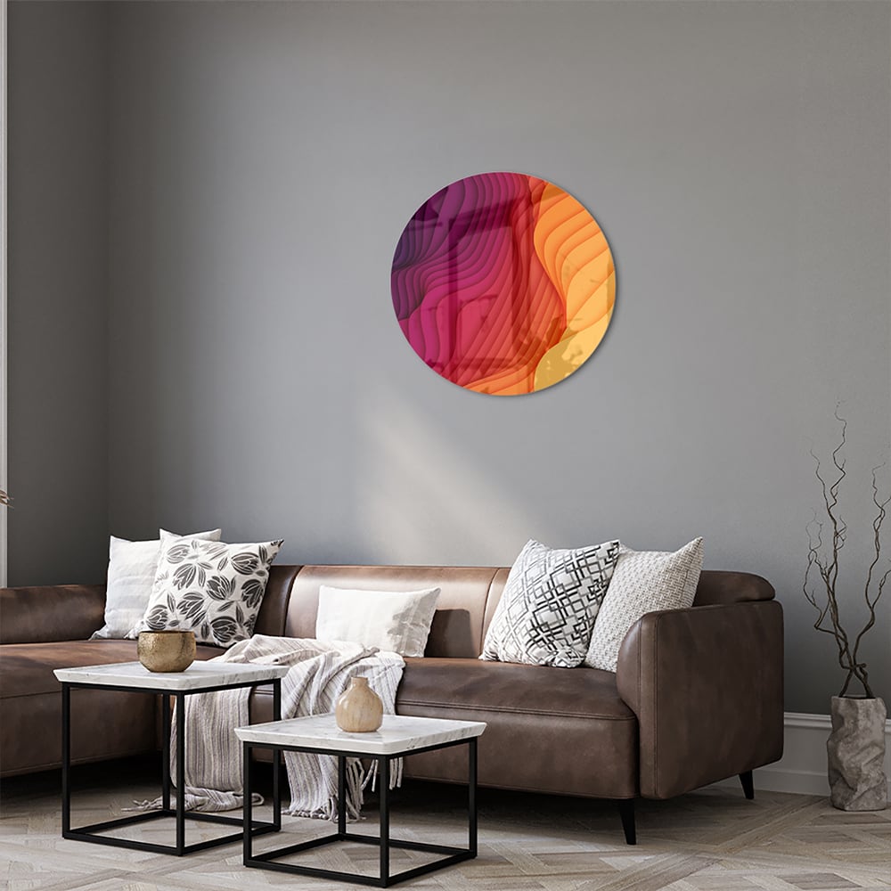 Abstraktes Glasbild mit leuchtenden Farben