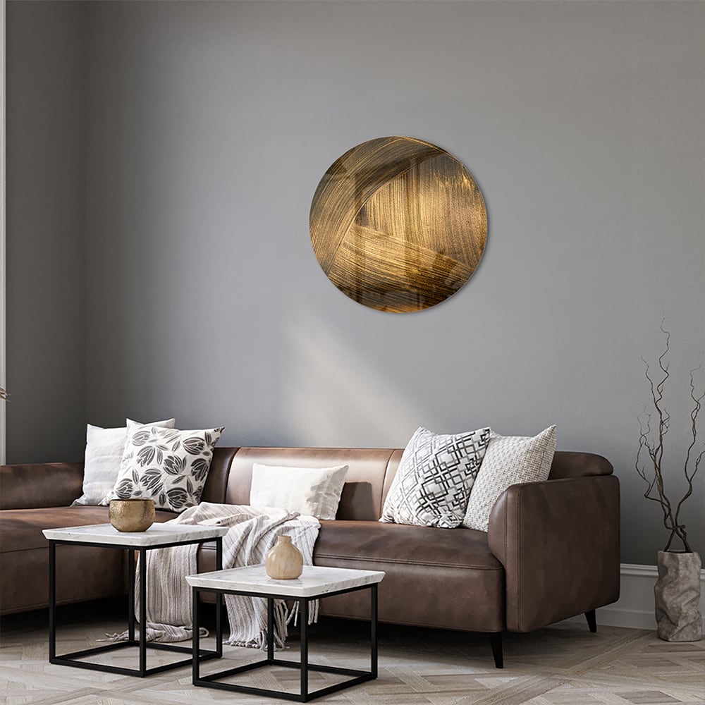 Elegantes Glasbild mit goldenem Muster