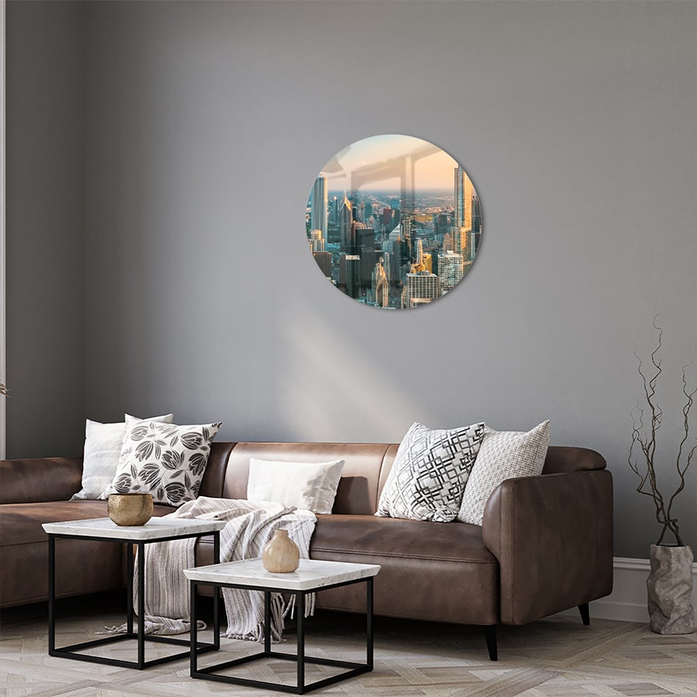 Stadtblick – Glasbild für moderne Innenräume