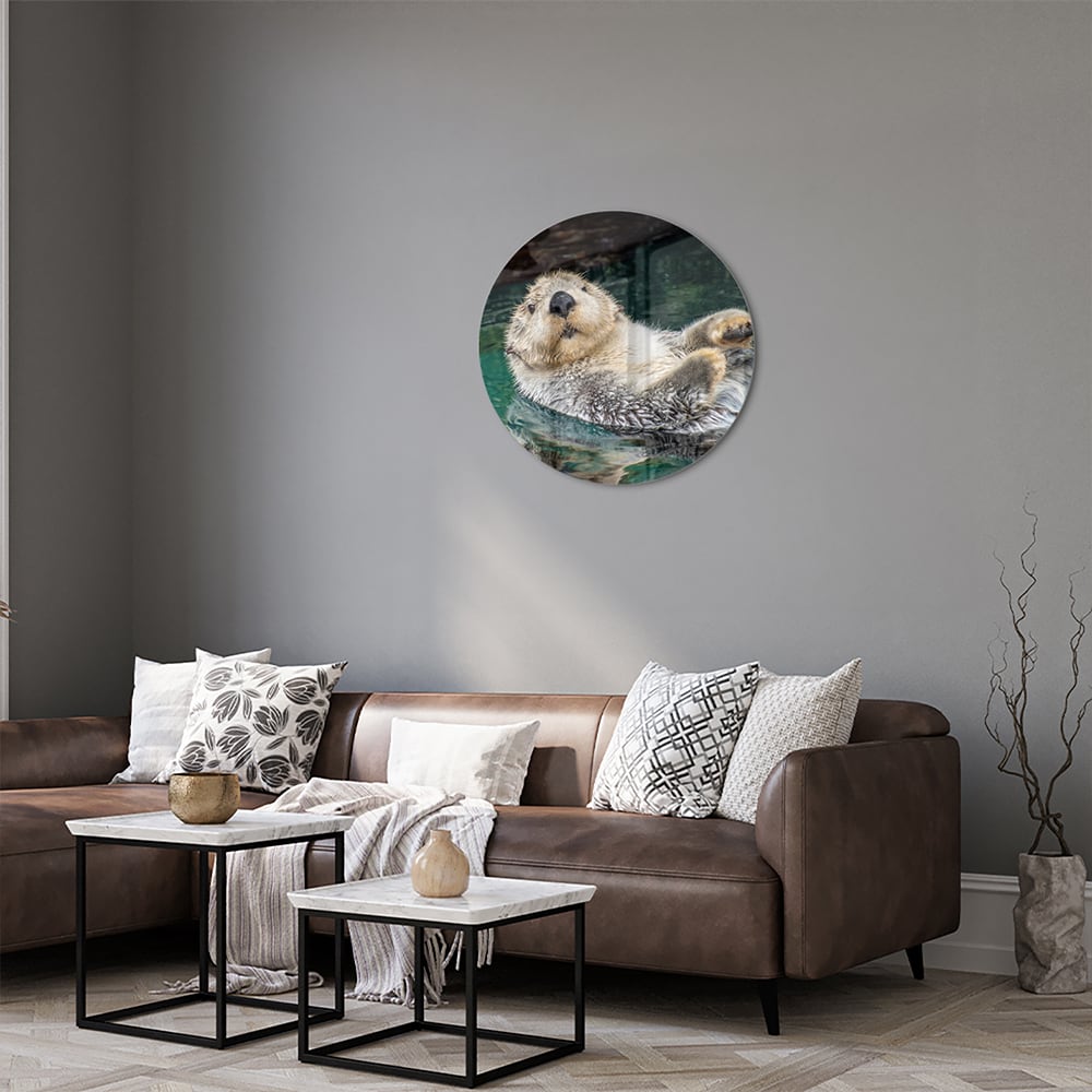 Glasbild mit schwimmendem Seeotter