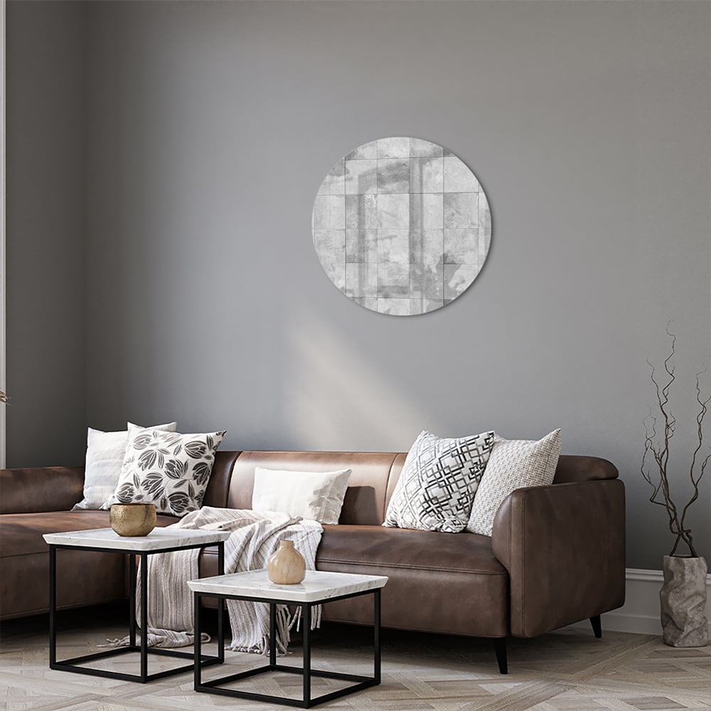 Modernes Glasbild mit abstrakten Grautönen
