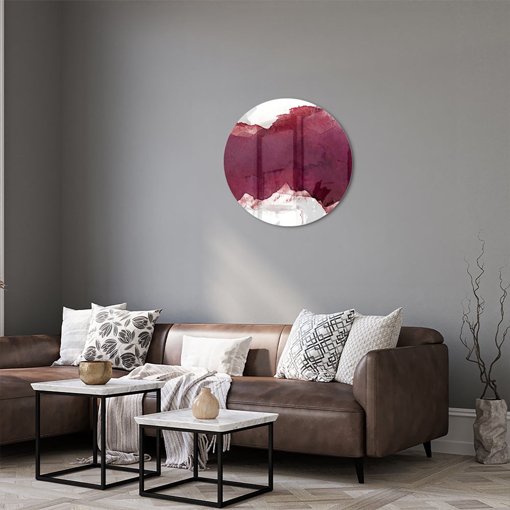 Abstraktes Glasbild in Tiefrot