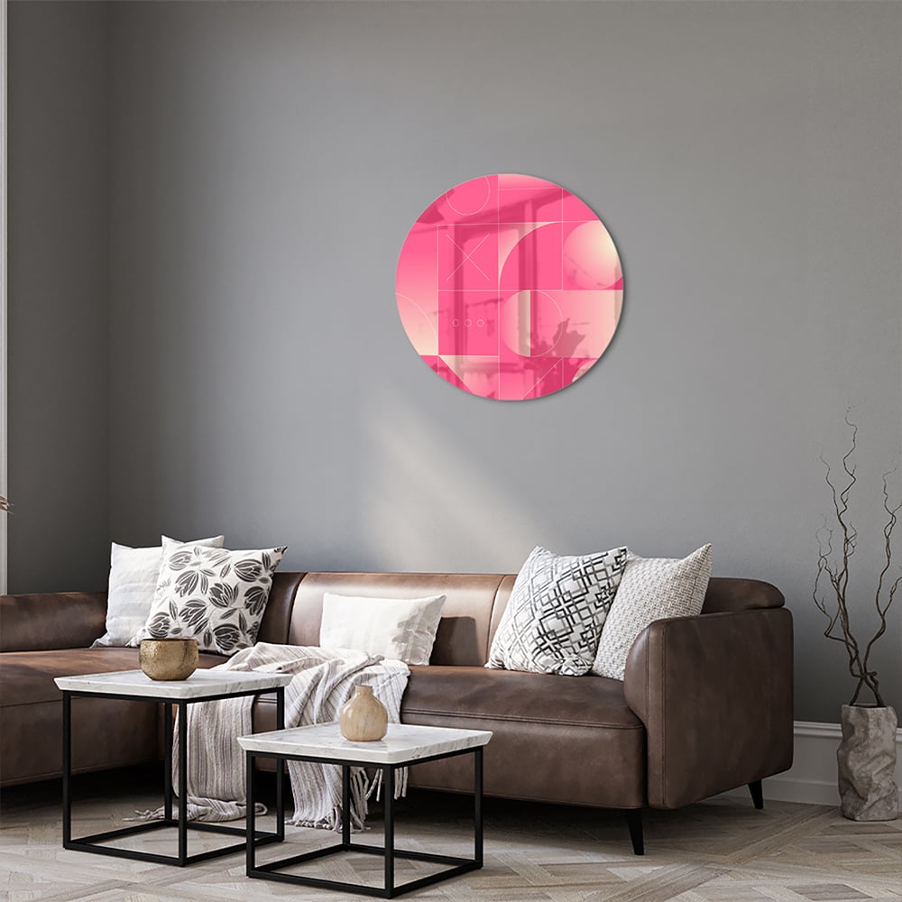 Modernes Glasbild in frischen Rosatönen