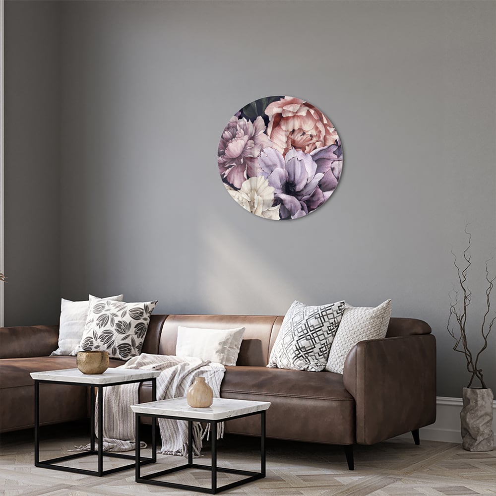 Glasbild mit wunderschönen violetten Blumen