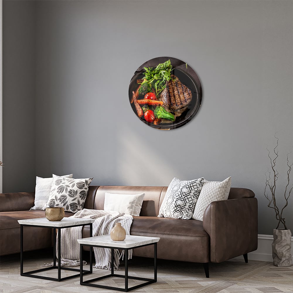 Glasbild mit köstlichen gegrillten Speisen