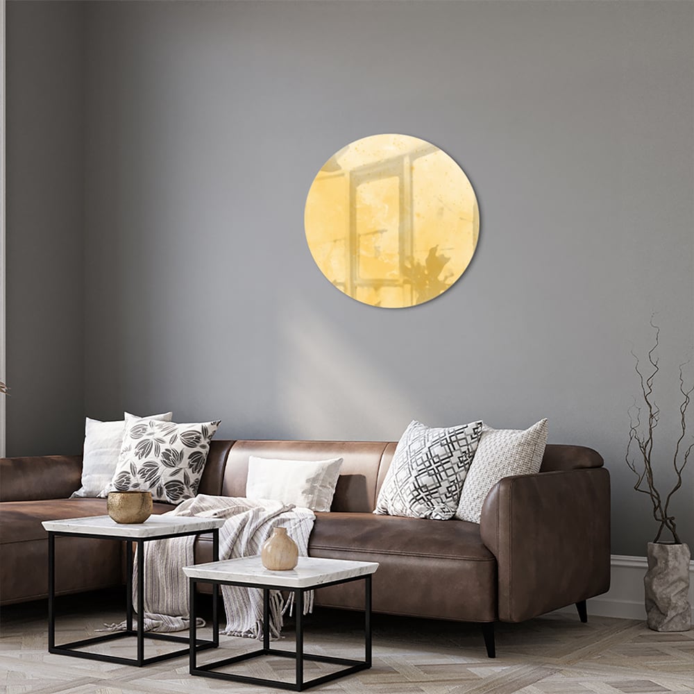 Goldenes abstraktes Glasbild für moderne Innenräume