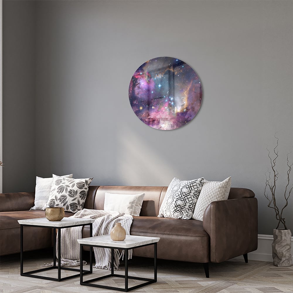 Zauberhaftes Glasbild mit dem Universum