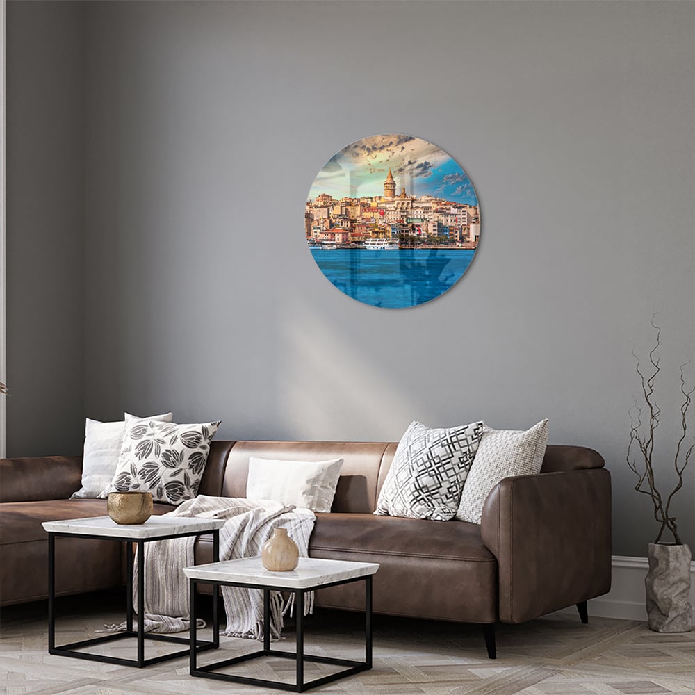 Glasbild – Stadt am See