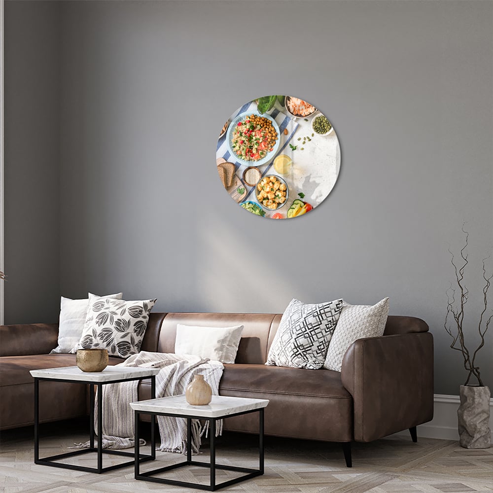 Farbenfrohes Glasbild mit frischen Speisen