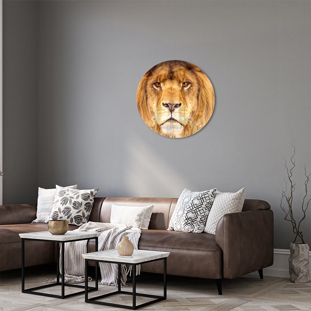 Glasbild mit majestätischem Löwen für Ihr Interieur