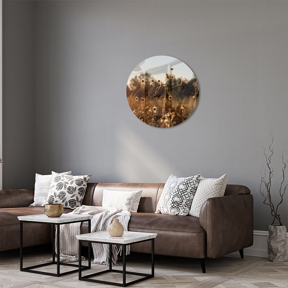 Zauberhaftes Glasbild mit goldenem Sonnenuntergang