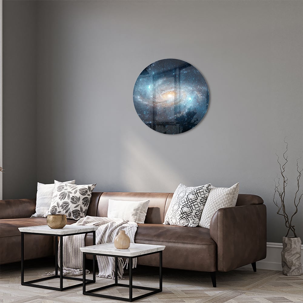 Mystisches Glasbild mit einer Galaxie