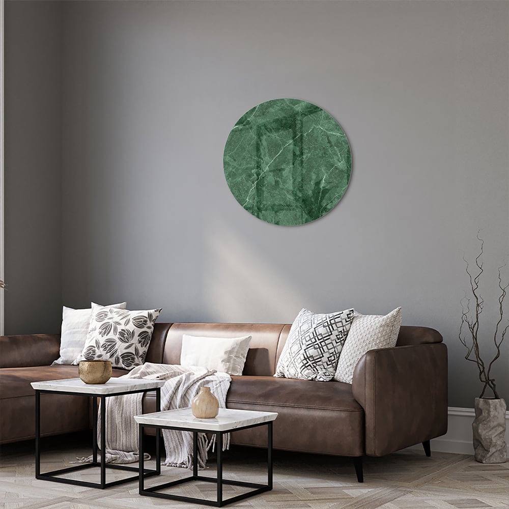 Grünes Glasbild mit Marmoroptik
