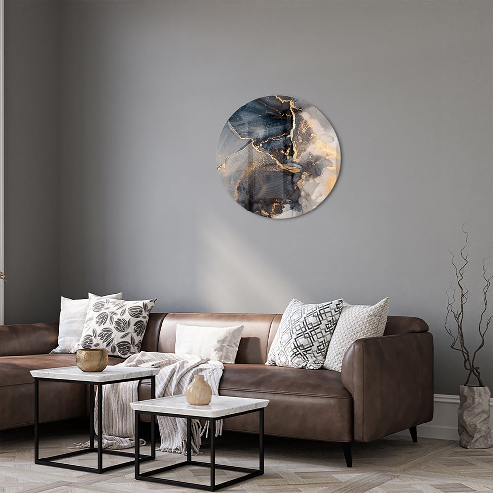 Elegantes Glasbild mit Blau und Gold