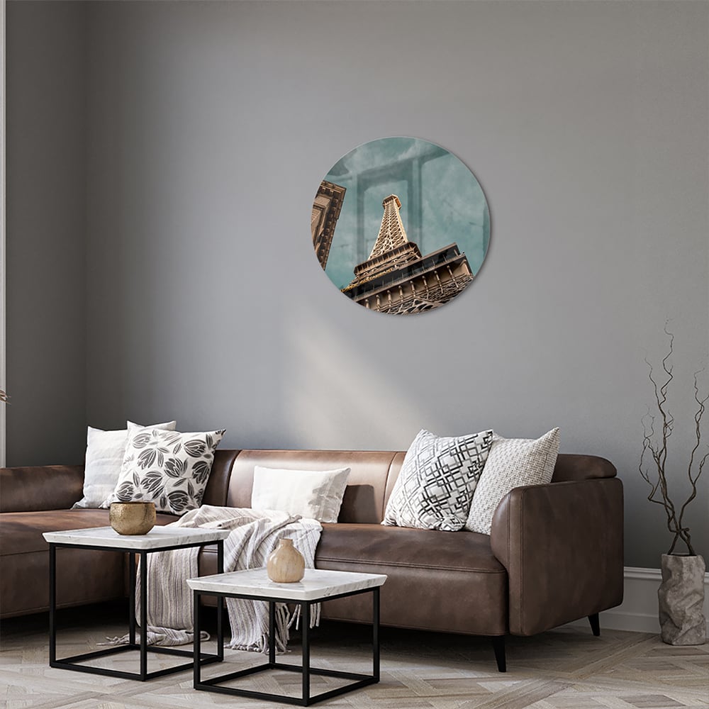 Glasbild mit dem Eiffelturm in luxuriöser Optik