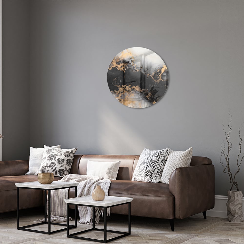 Elegantes Glasbild mit Gold und Schwarz