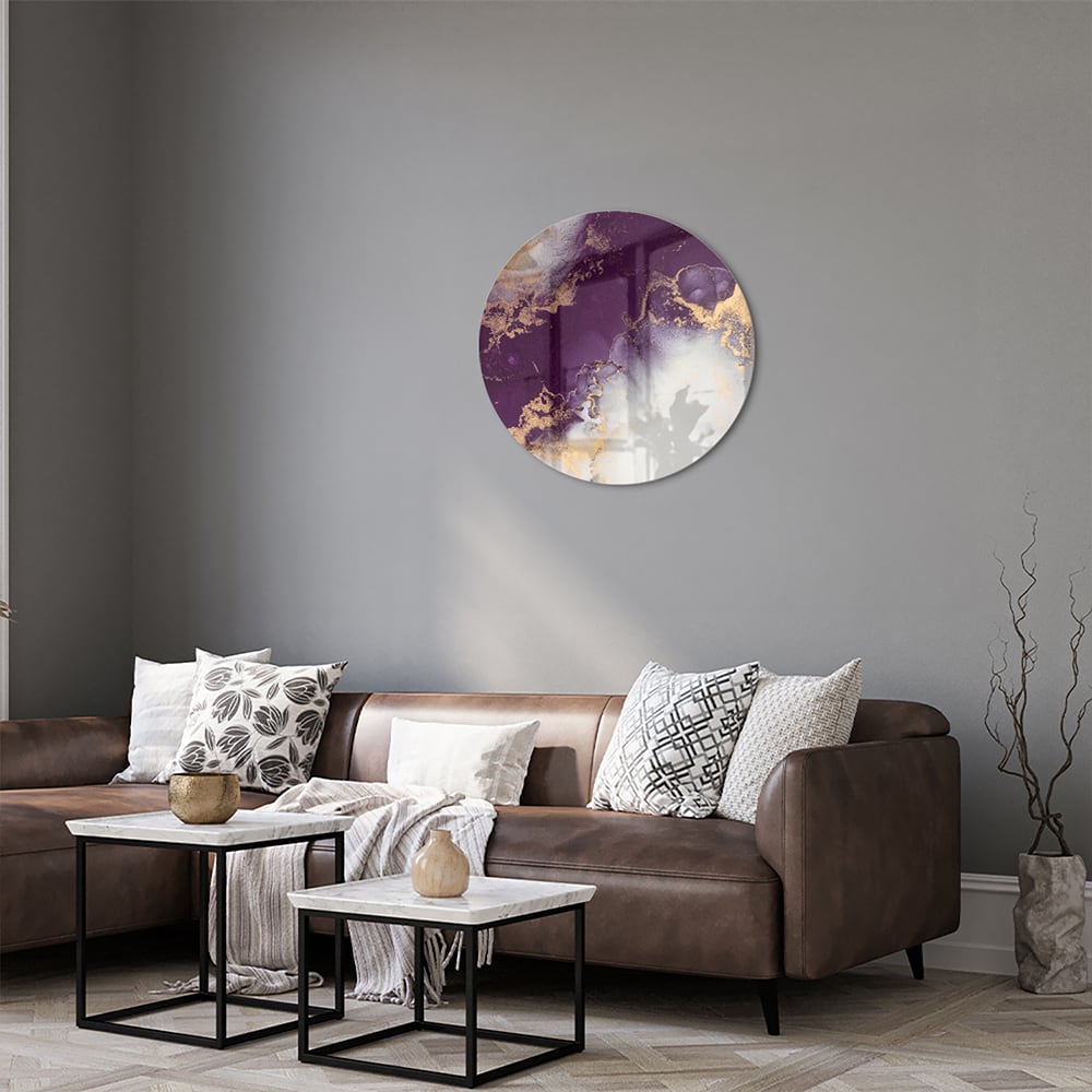 Violettes Glasbild mit goldenen Akzenten