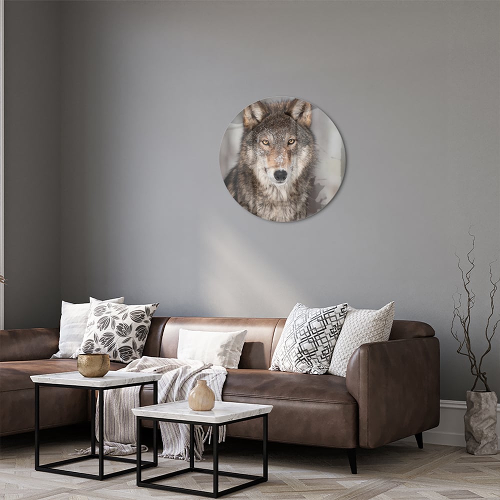 Beeindruckendes Glasbild mit einem Wolf