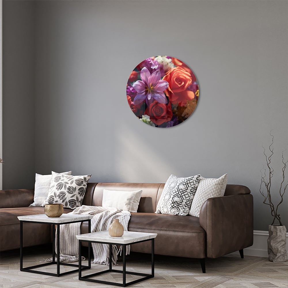 Farbenfrohes Glasbild mit Blütenpracht