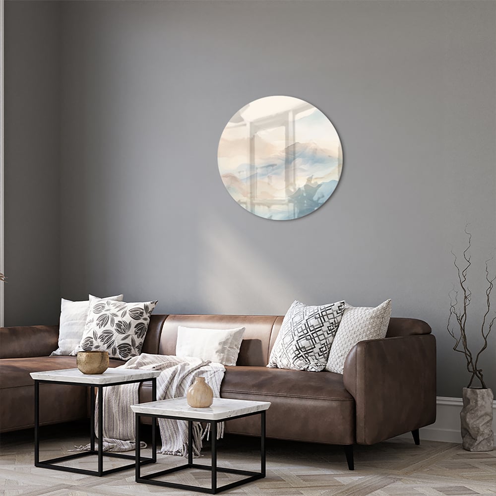 Glasbild mit träumerischer Berglandschaft