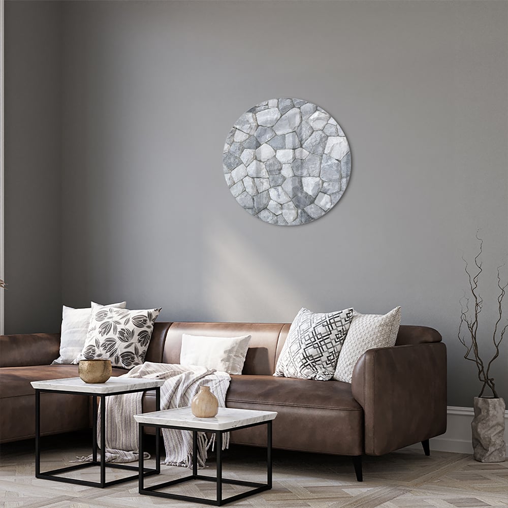 Elegantes Glasbild mit grauen Steinen