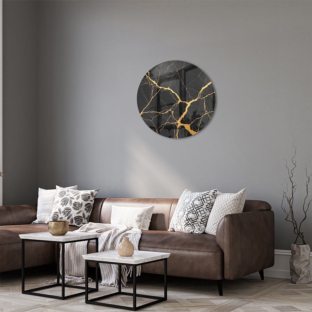 Elegantes Glasbild mit schwarz-goldenem Muster