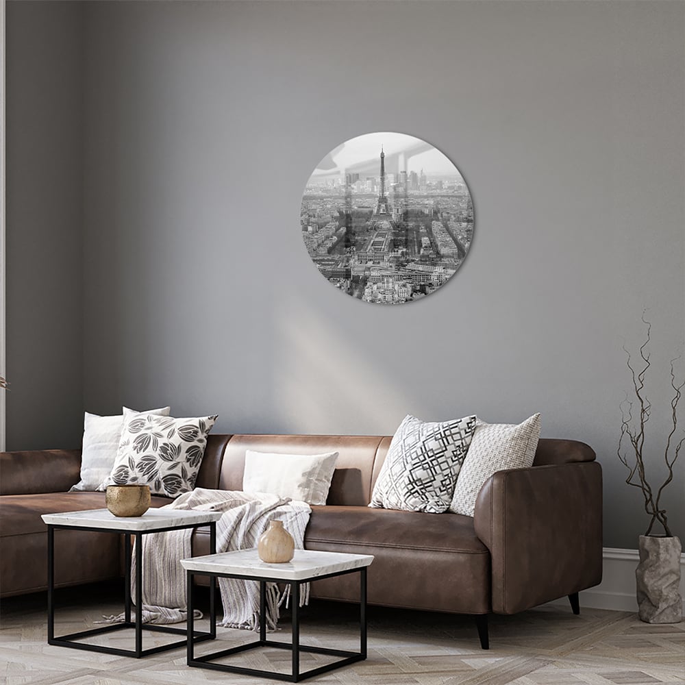 Schwarz-Weiß-Glasbild mit Paris-Motiv