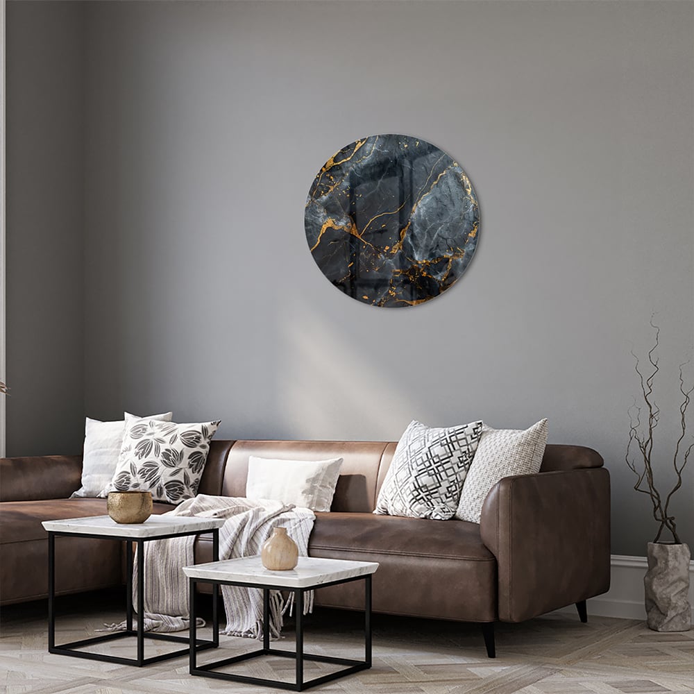 Elegantes Glasbild mit Marmoroptik und goldenen Adern