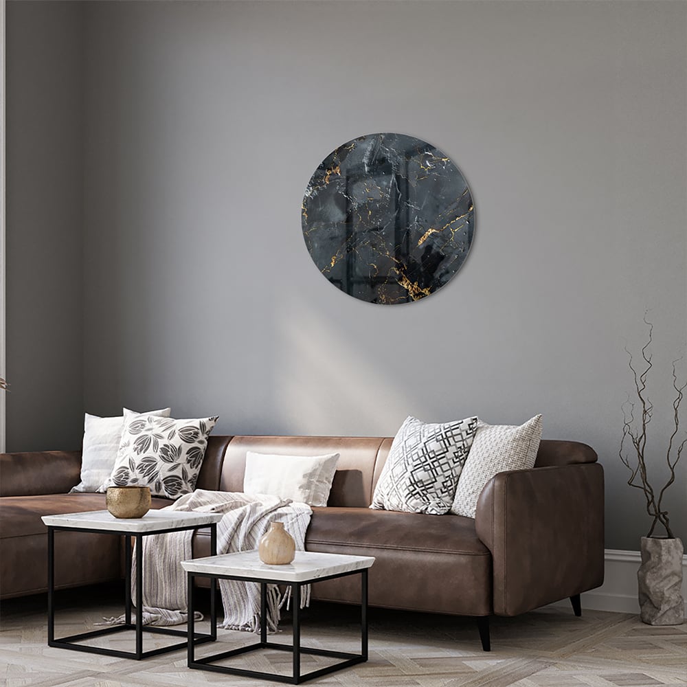 Elegantes Glasbild mit goldener Marmoroptik