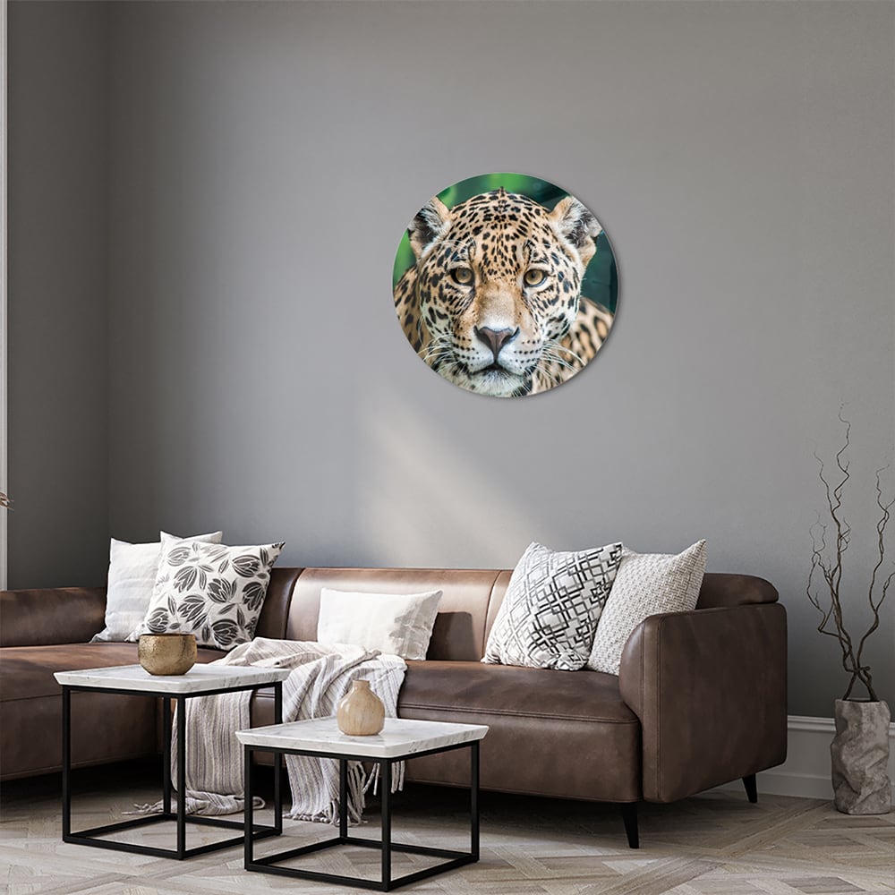 Beeindruckendes Glasbild mit einem Jaguar