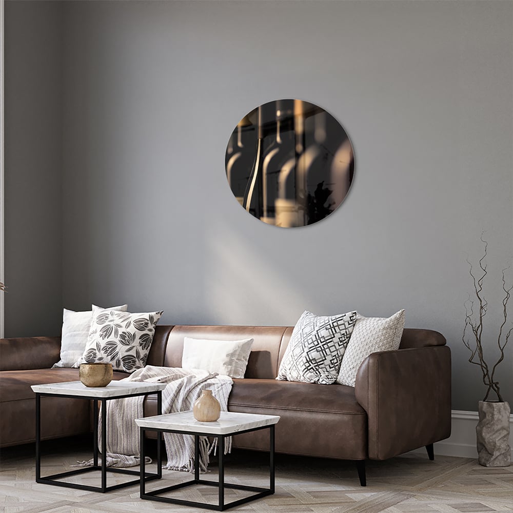 Elegantes Glasbild mit Weinflaschen